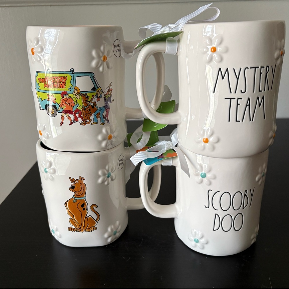 New Rae Dunn Scooby-Doo and Mystery Team Mugs Double Sided Set of 2